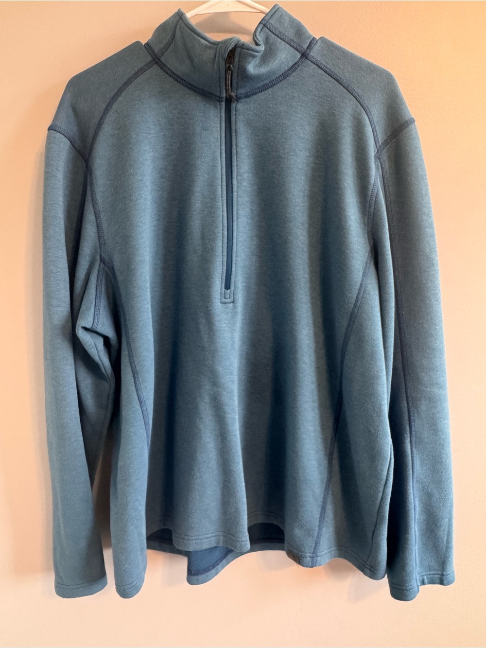 L.L.Bean Blue Wool Blend Quarter‎ Zip Pullover Fleece XL Regular